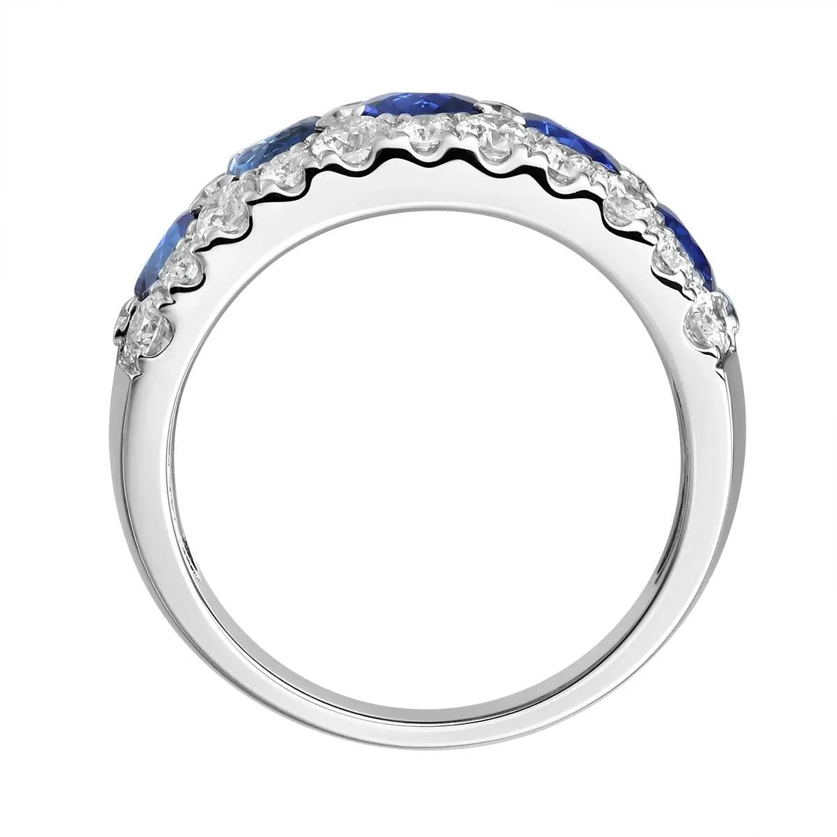 Ladies Diamond and Blue Sapphire Ring