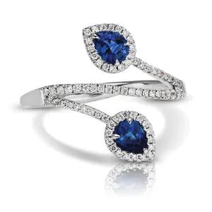 Leaf Design 0.50 ct. Natural Blue Sapphire Two Stone Ring