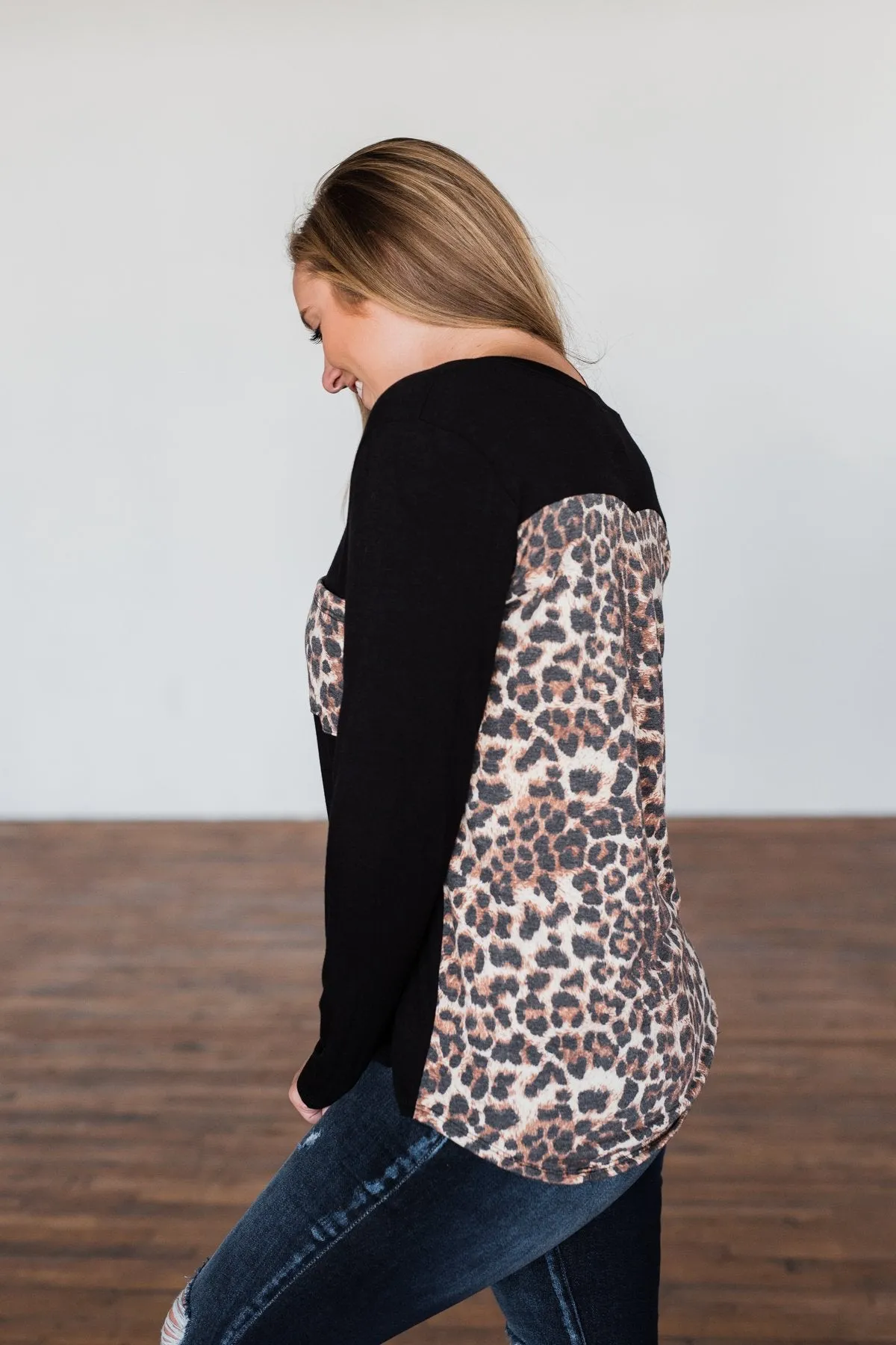 Life In The Wild Long Sleeve Top- Black