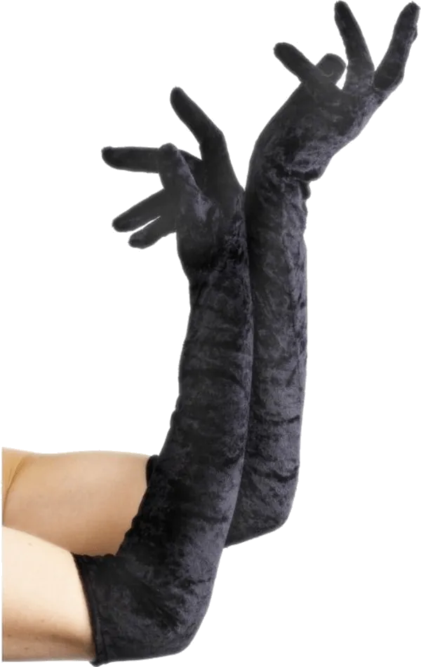 Long Black Velvet Gloves