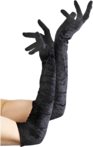 Long Black Velvet Gloves