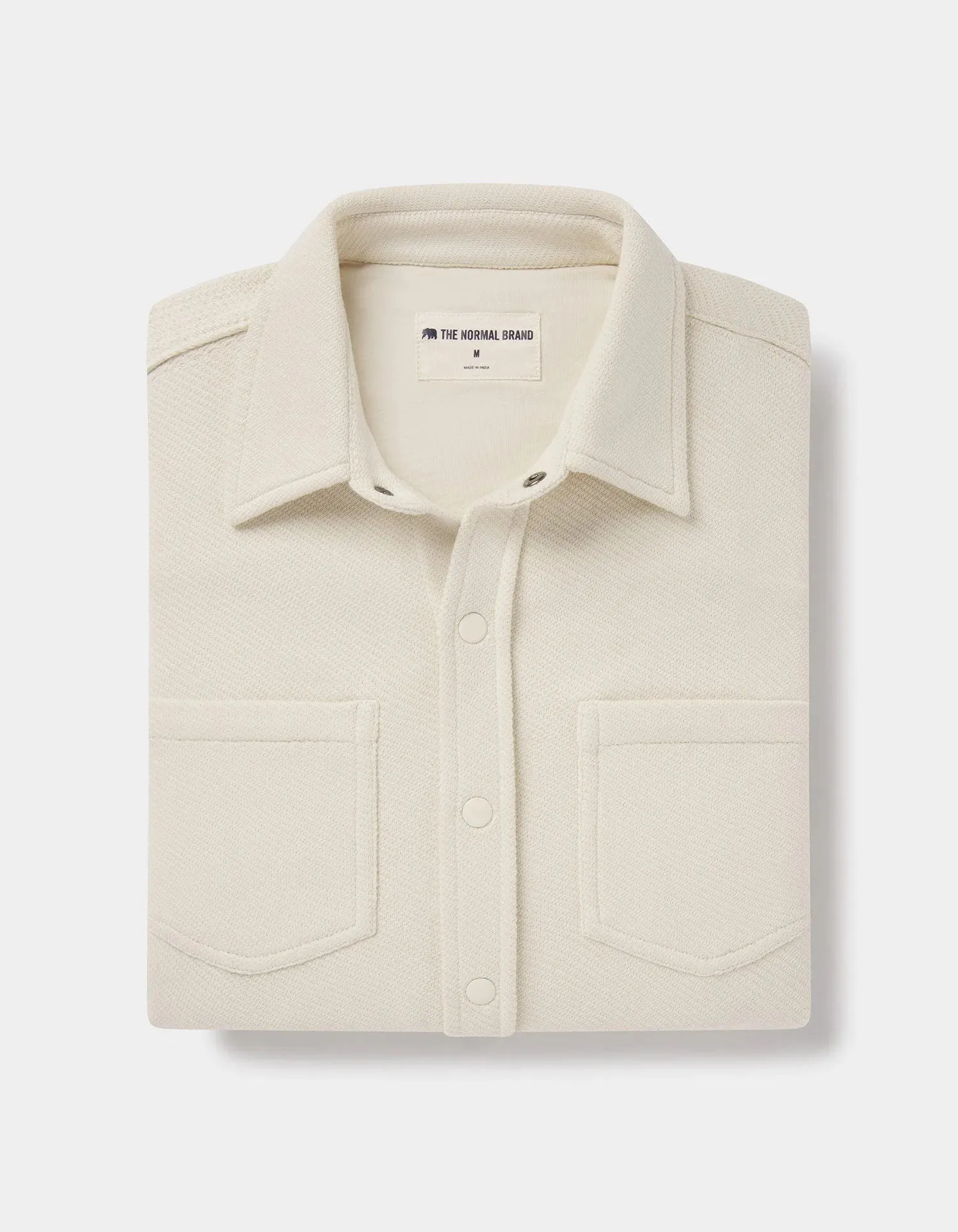 Looped Terry Button Up - Ecru