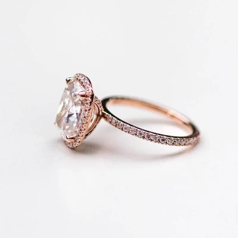 Luxurious Rose Gold Halo Cushion Cut Engagement Ring