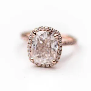Luxurious Rose Gold Halo Cushion Cut Engagement Ring