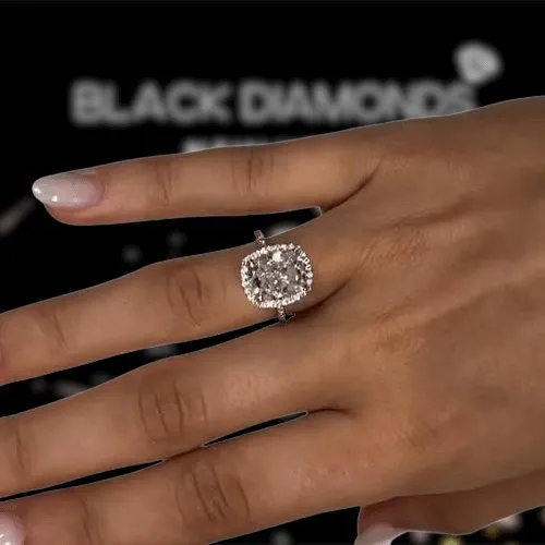 Luxurious Rose Gold Halo Cushion Cut Engagement Ring
