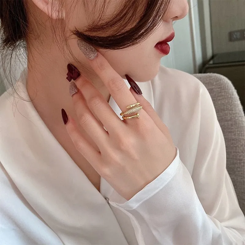 Luxurious Screw Ring 14k Gold For Women Party Jewelry