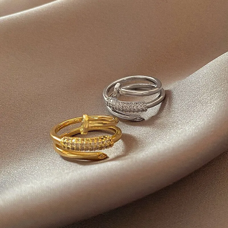 Luxurious Screw Ring 14k Gold For Women Party Jewelry