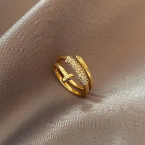 Luxurious Screw Ring 14k Gold For Women Party Jewelry