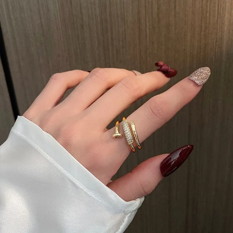 Luxurious Screw Ring 14k Gold For Women Party Jewelry