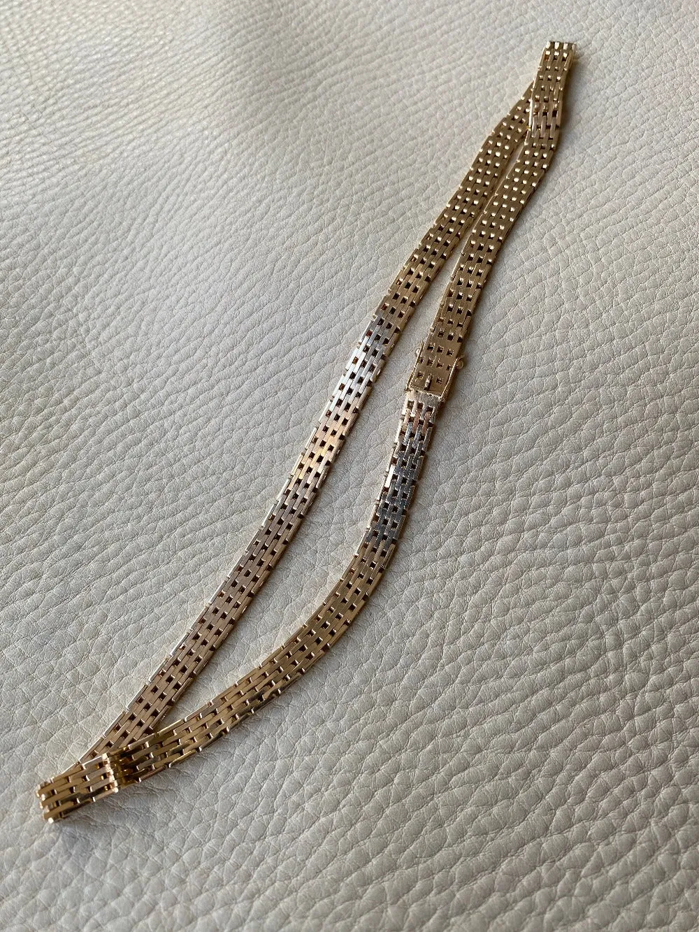 Luxurious solid gold brick link necklace - Danish vintage 14k gold - 49g!