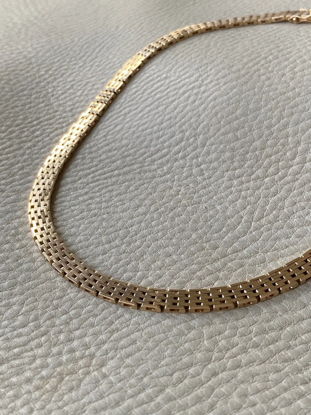 Luxurious solid gold brick link necklace - Danish vintage 14k gold - 49g!