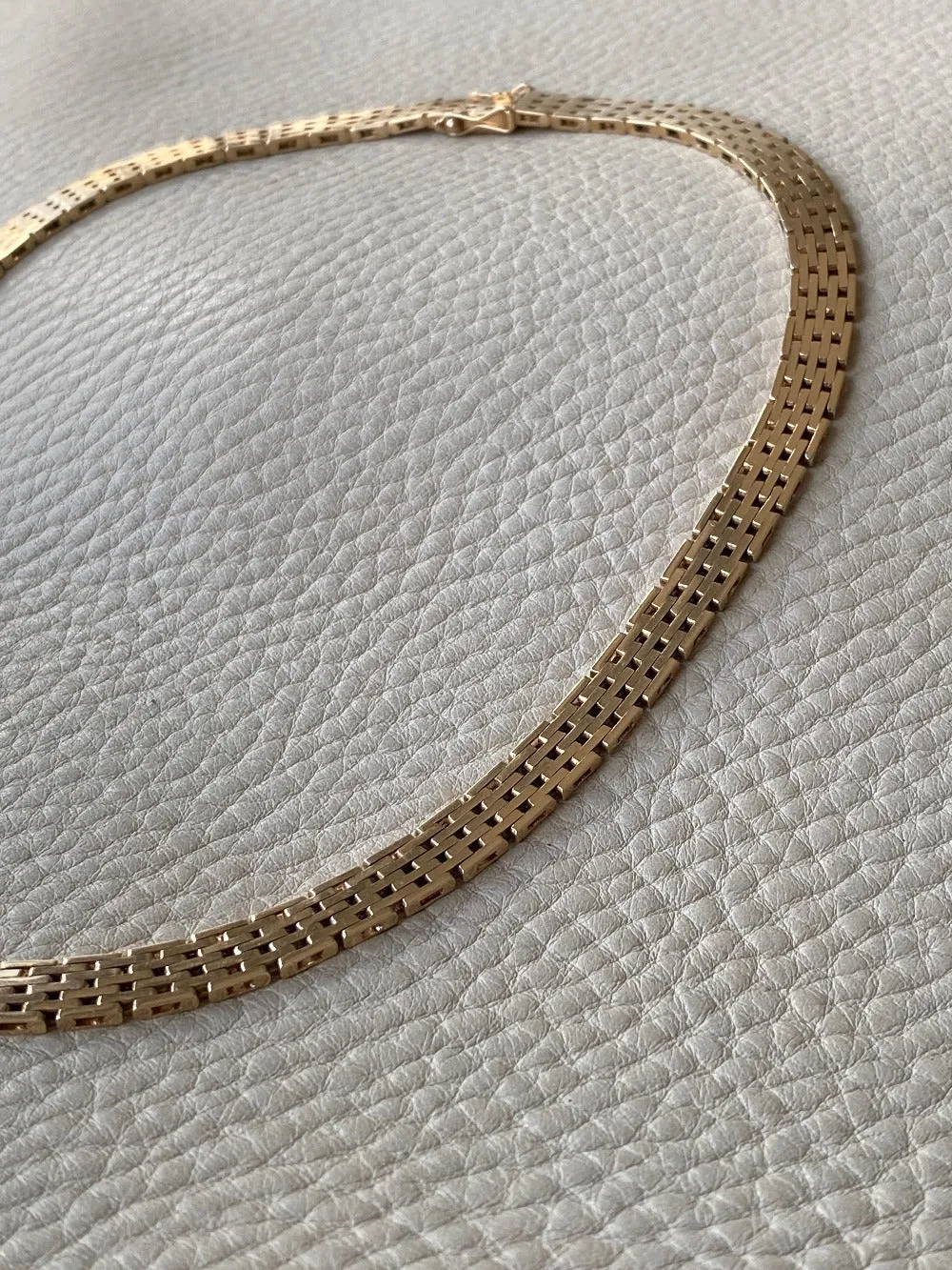 Luxurious solid gold brick link necklace - Danish vintage 14k gold - 49g!