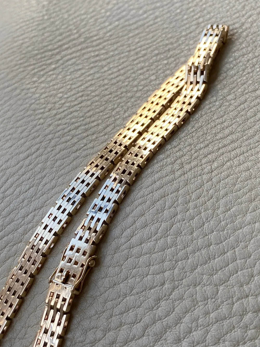 Luxurious solid gold brick link necklace - Danish vintage 14k gold - 49g!