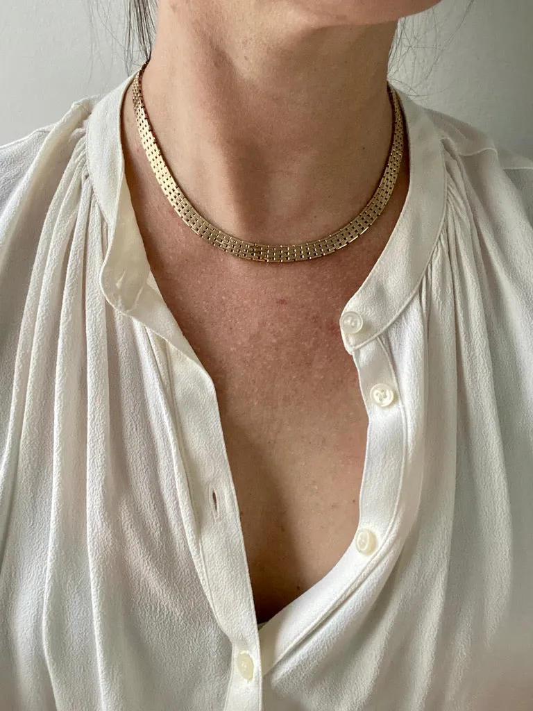 Luxurious solid gold brick link necklace - Danish vintage 14k gold - 49g!
