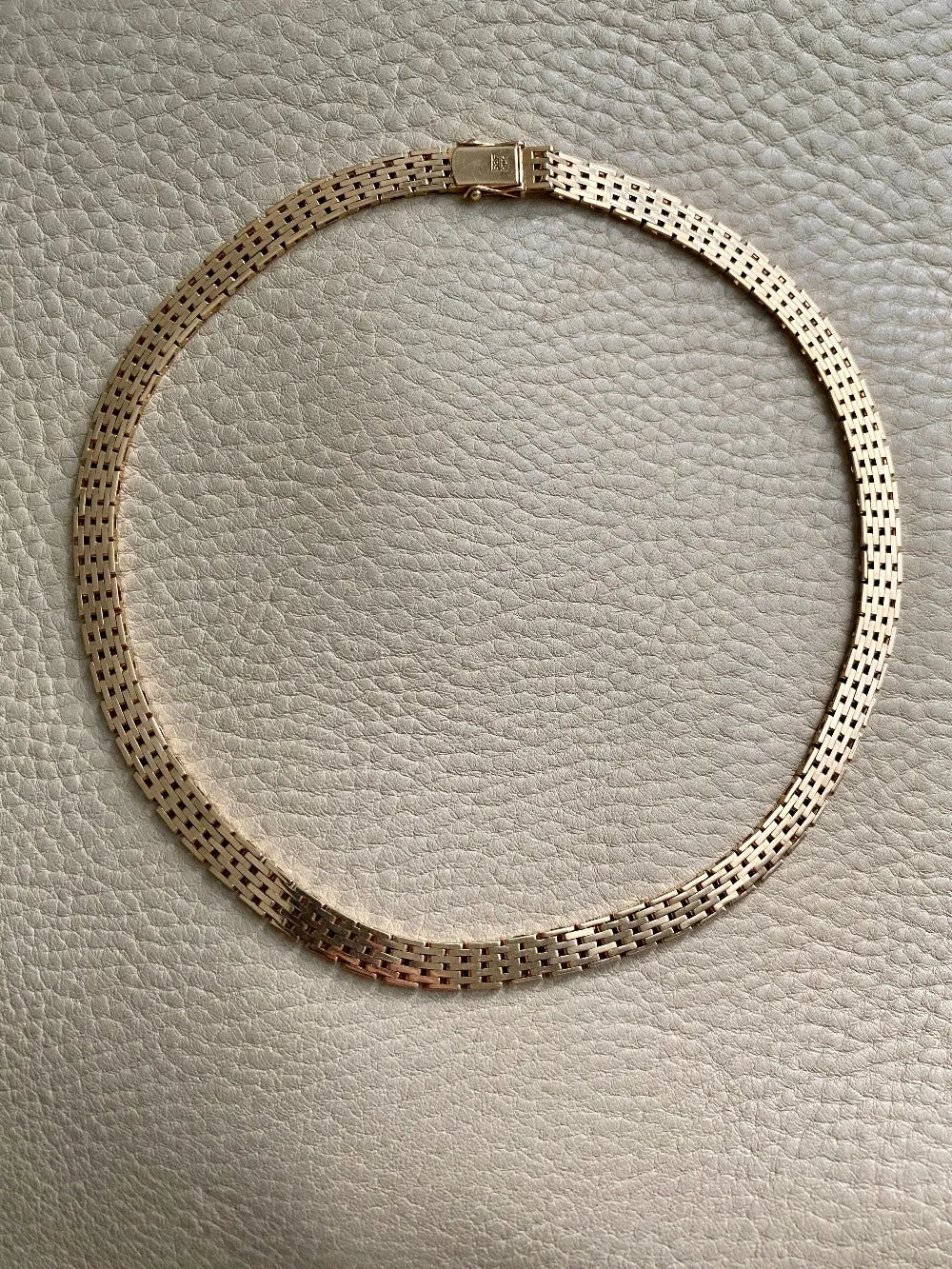 Luxurious solid gold brick link necklace - Danish vintage 14k gold - 49g!
