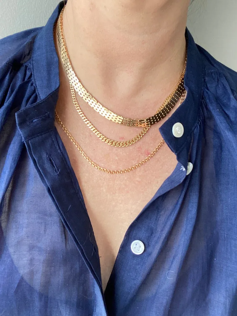 Luxurious solid gold brick link necklace - Danish vintage 14k gold - 49g!