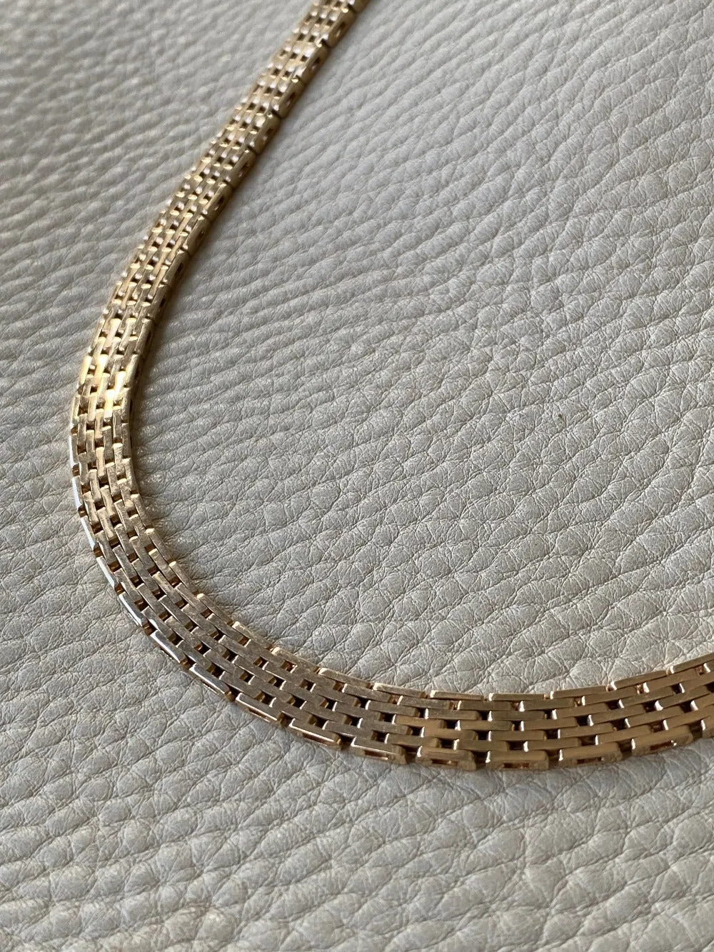 Luxurious solid gold brick link necklace - Danish vintage 14k gold - 49g!