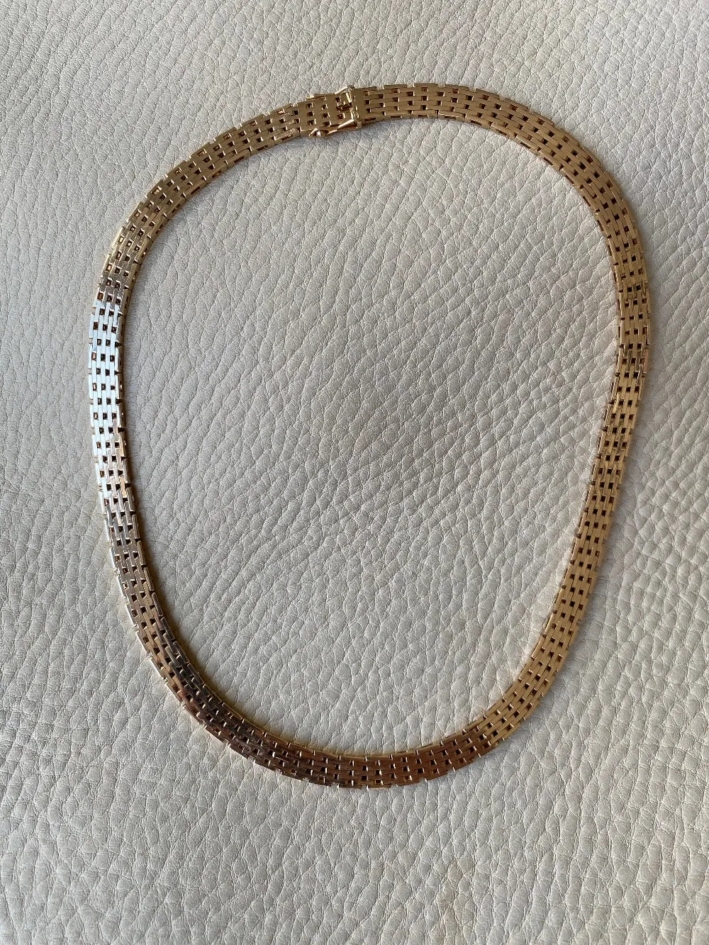 Luxurious solid gold brick link necklace - Danish vintage 14k gold - 49g!