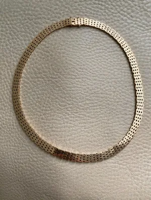 Luxurious solid gold brick link necklace - Danish vintage 14k gold - 49g!