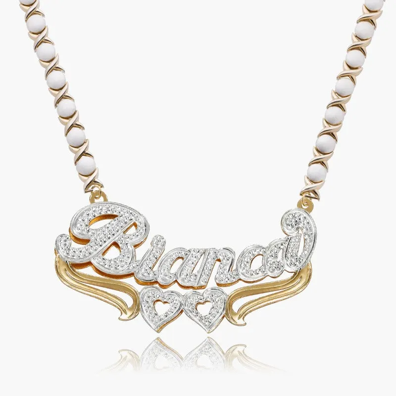 Luxurious Two Tone Name Necklace With Chain Varieties
