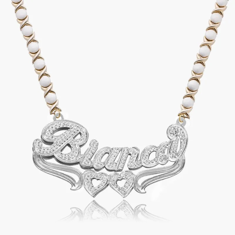 Luxurious Two Tone Name Necklace With Chain Varieties
