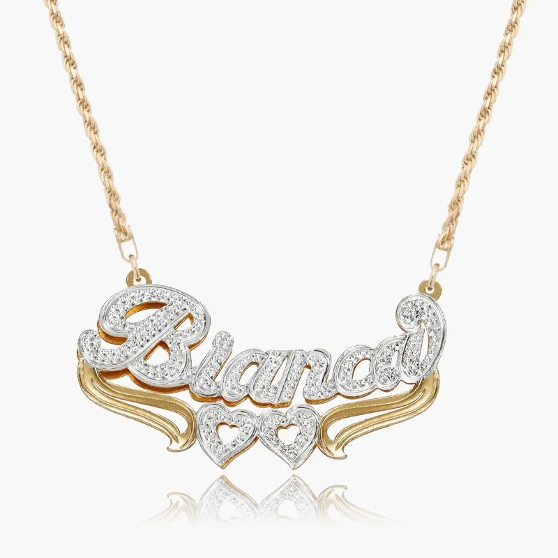 Luxurious Two Tone Name Necklace With Chain Varieties