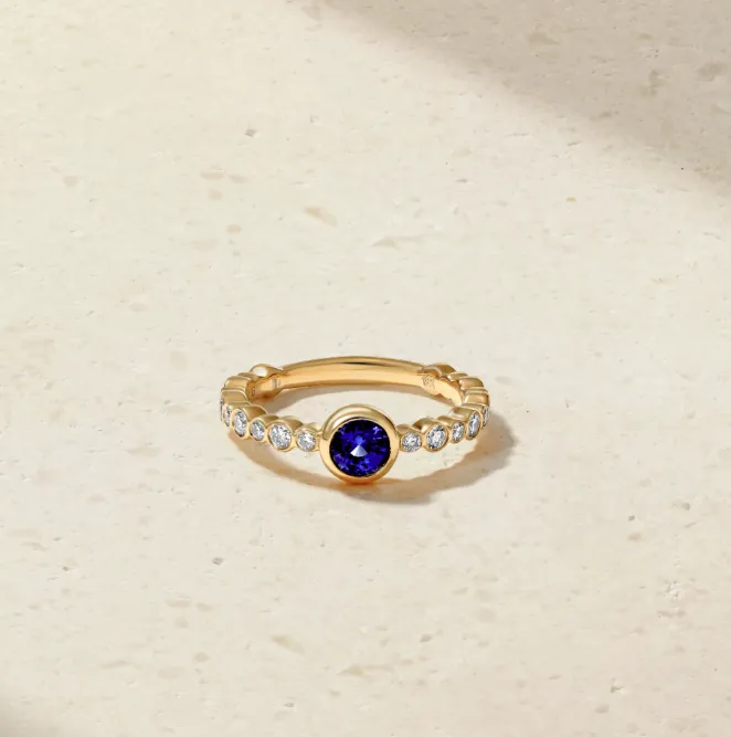 Mark Henry 18k Yellow Gold "Bubbly Crescendo Sapphire and Diamond" Ring