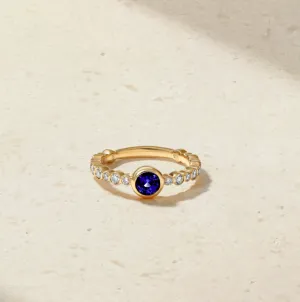 Mark Henry 18k Yellow Gold "Bubbly Crescendo Sapphire and Diamond" Ring