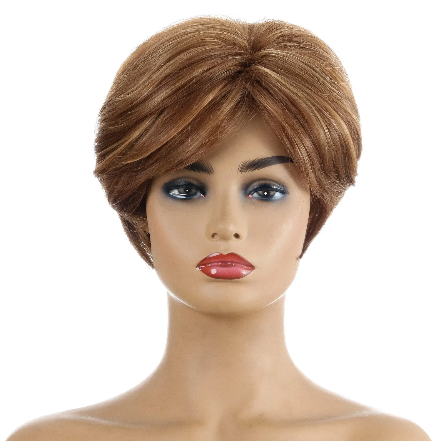 Martha | Brown Short Pixie Cut Straight Synthetic Hair Wig With Bangs