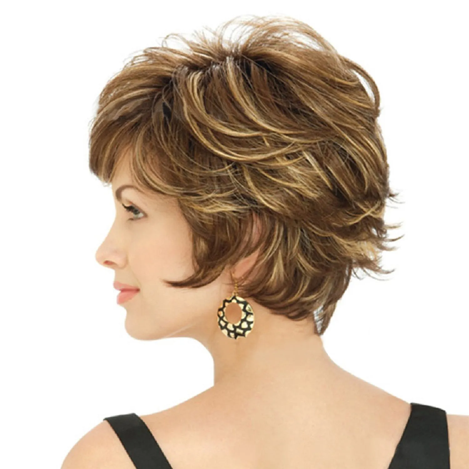 Martha | Brown Short Pixie Cut Straight Synthetic Hair Wig With Bangs