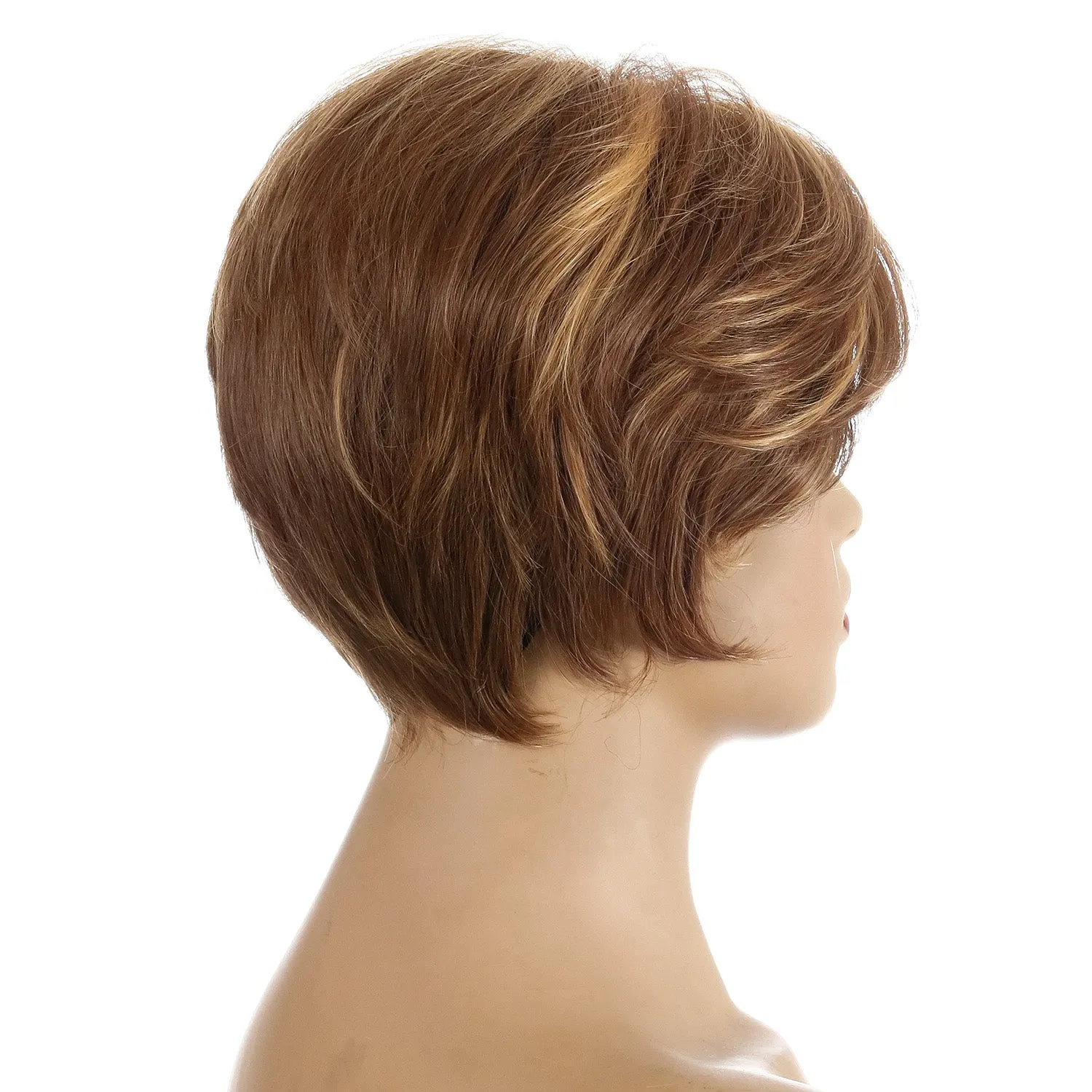 Martha | Brown Short Pixie Cut Straight Synthetic Hair Wig With Bangs