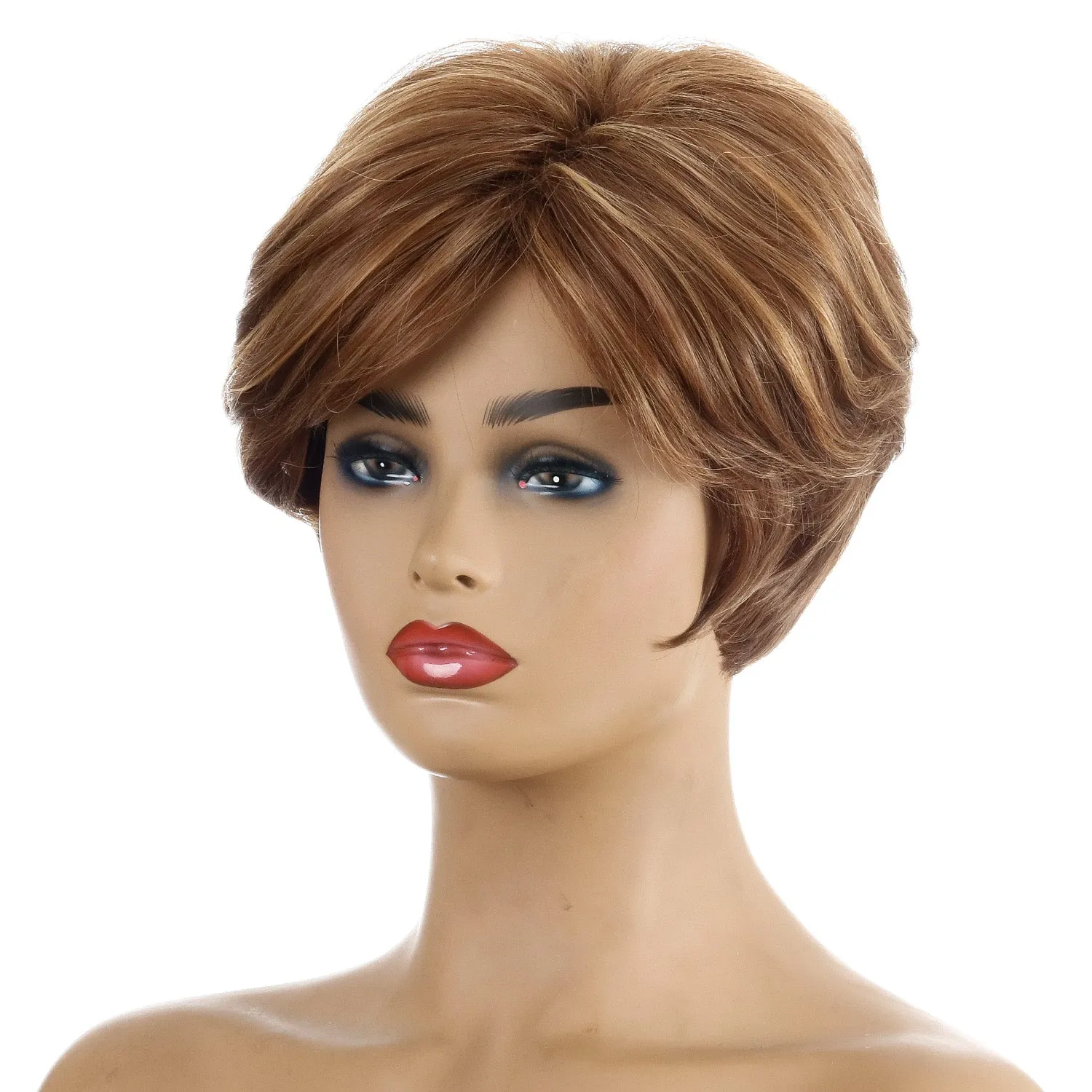 Martha | Brown Short Pixie Cut Straight Synthetic Hair Wig With Bangs