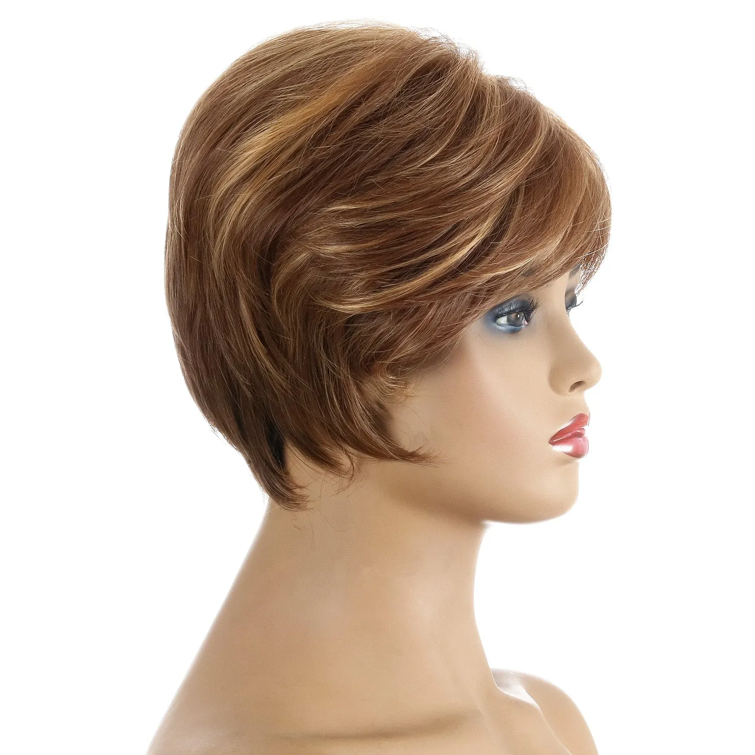 Martha | Brown Short Pixie Cut Straight Synthetic Hair Wig With Bangs