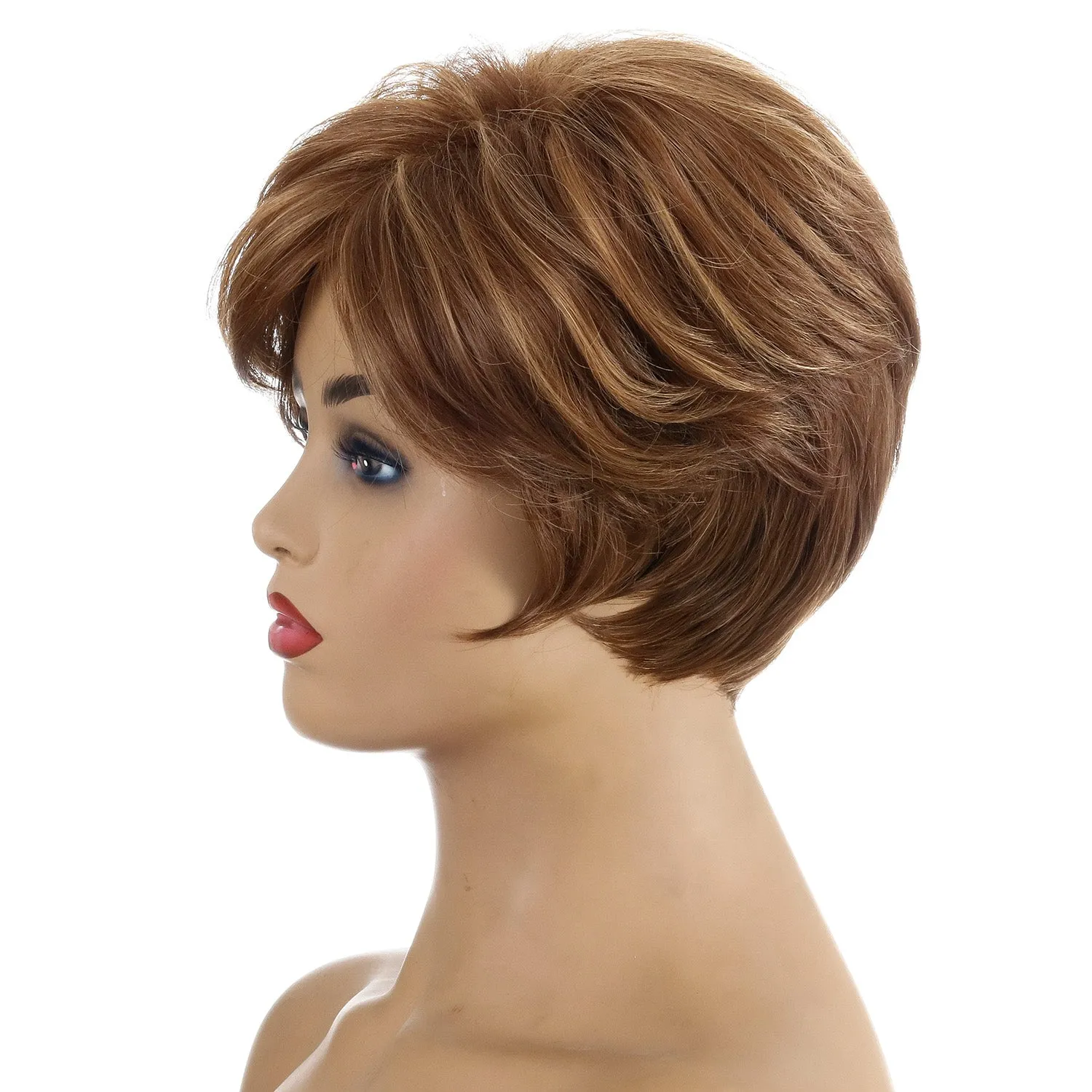 Martha | Brown Short Pixie Cut Straight Synthetic Hair Wig With Bangs