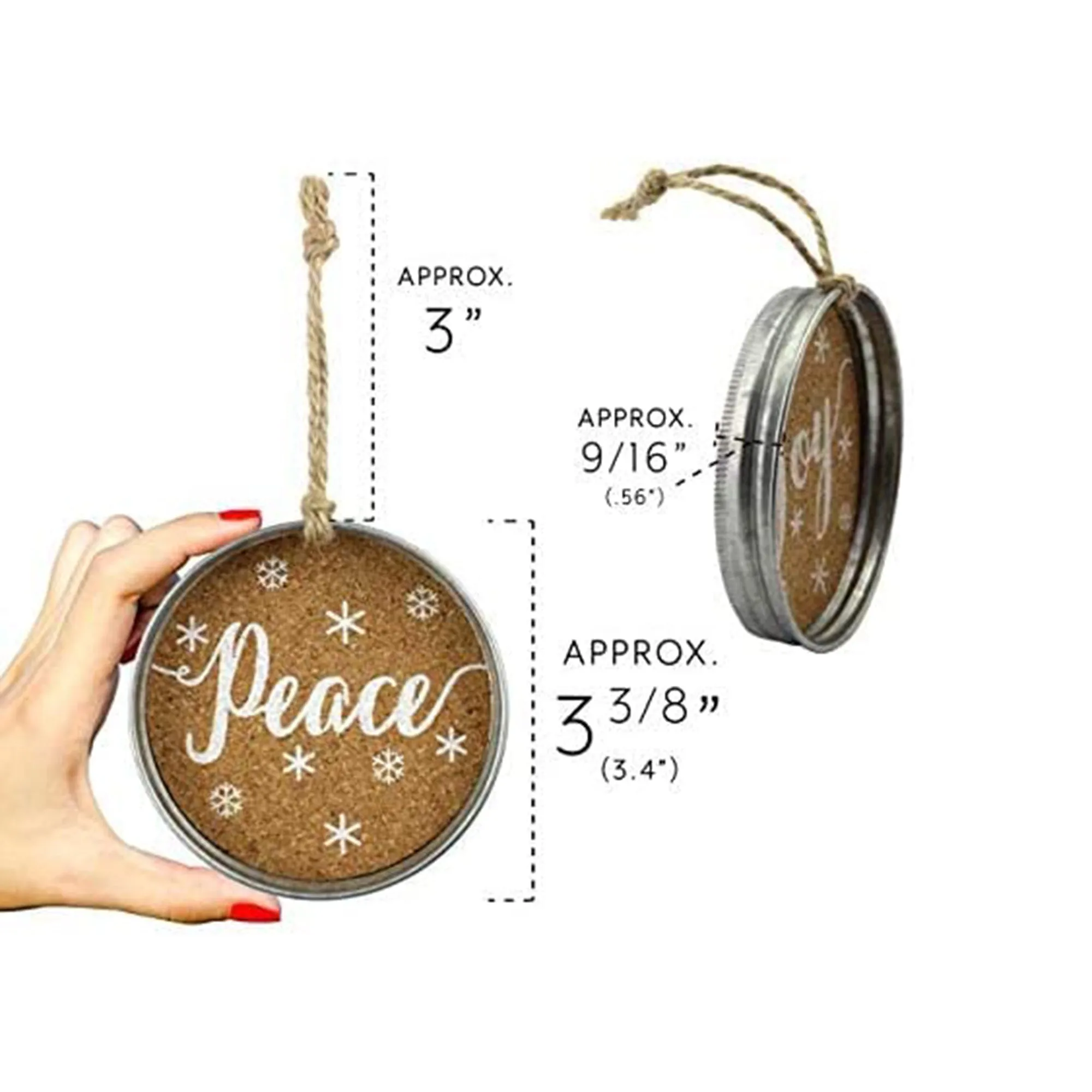 Mason Jar Lid Christmas Ornaments, Farmhouse Decor (Case of 600)