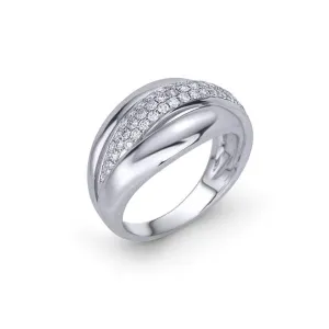 Max Strauss 14K White Gold Pave Crossover Ring