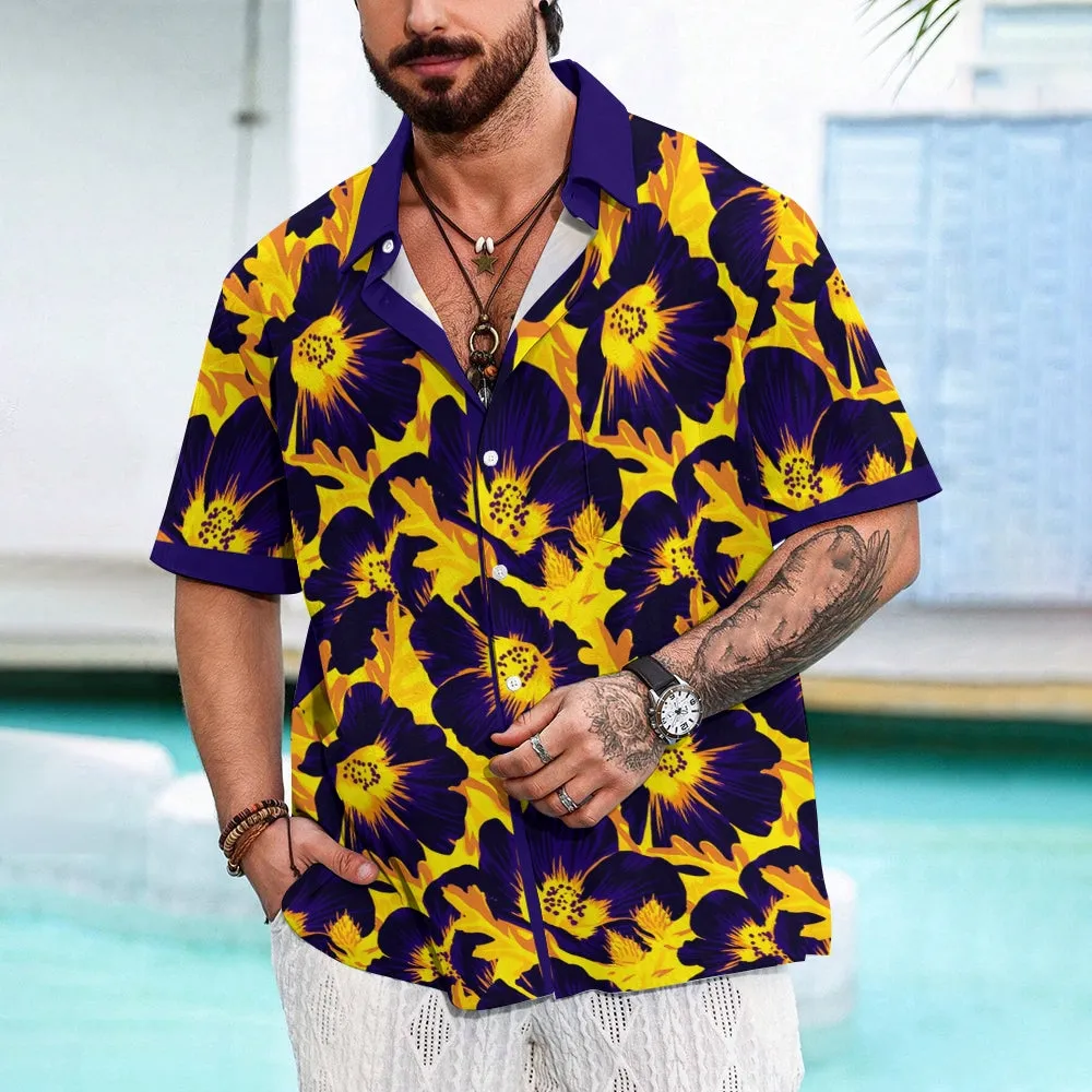 Men's Hawaiian Flowers Prints Casual Short Sleeve Shirt 2408004639
