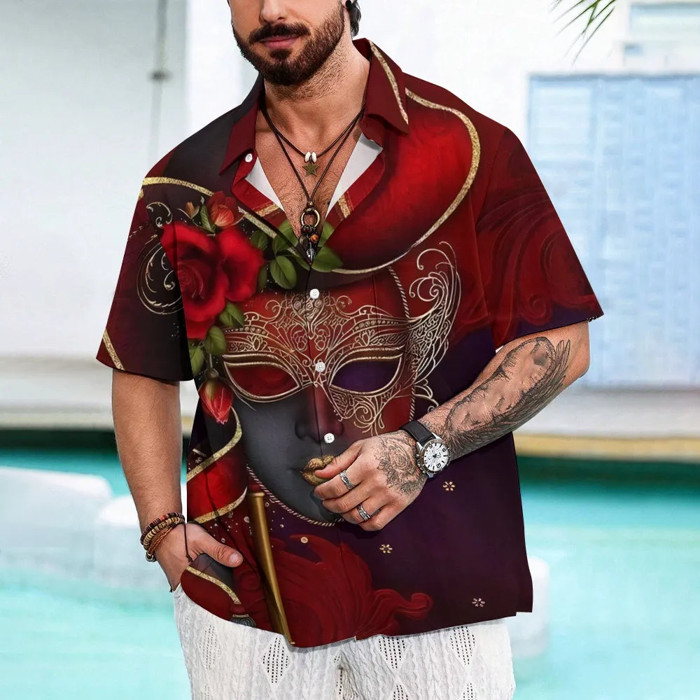 Men's Mardi Gras Casual Short Sleeve Shirt 2412003934