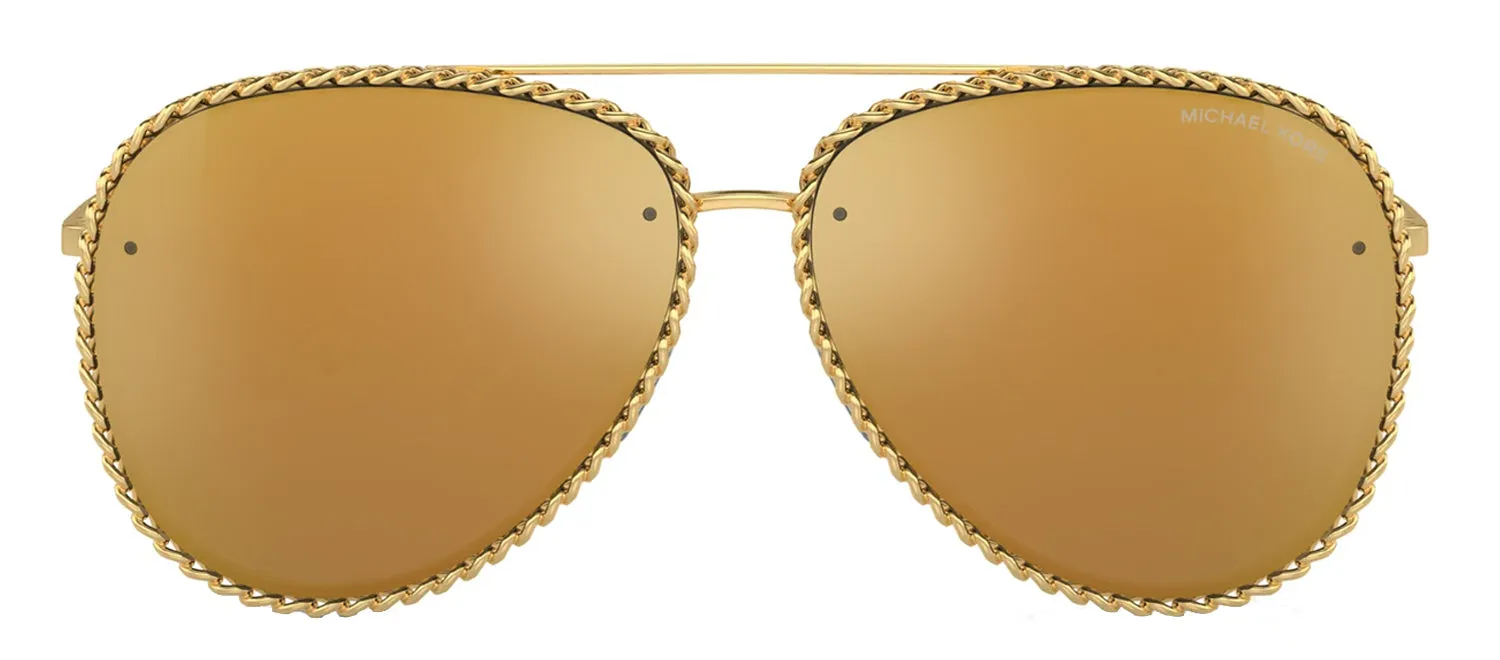 Michael Kors PORTOFINO MK 1147 18967P Pilot Metal Gold Sunglasses with Gold Mirror Lens