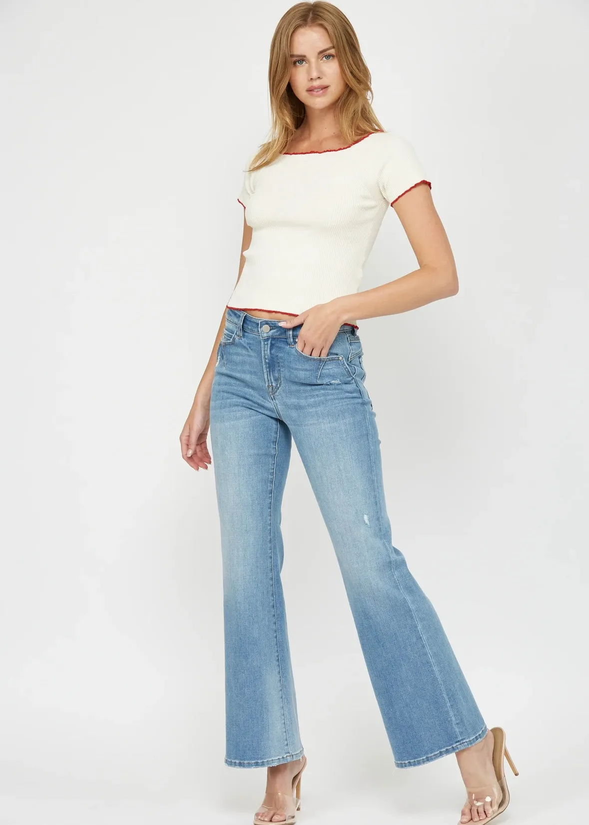 Mid Rise Flares by Mica Denim