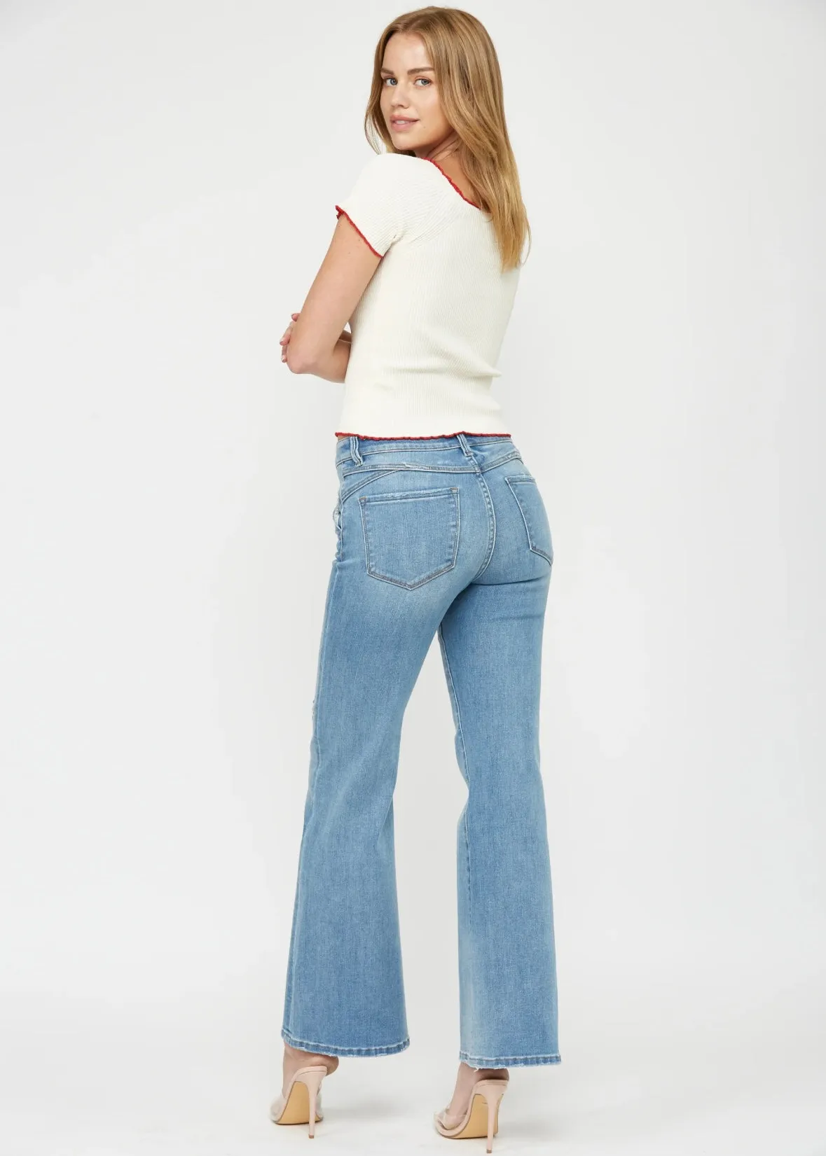 Mid Rise Flares by Mica Denim