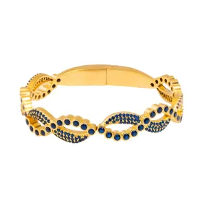 Modern Style Sapphire Gemstone & Gold Bangle Bracelet