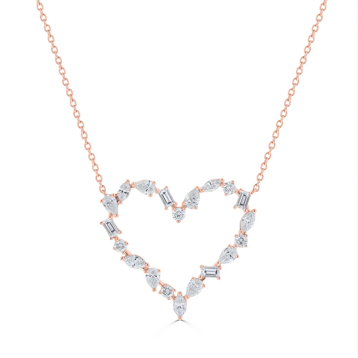Multi-Shaped Diamond Heart Pendant