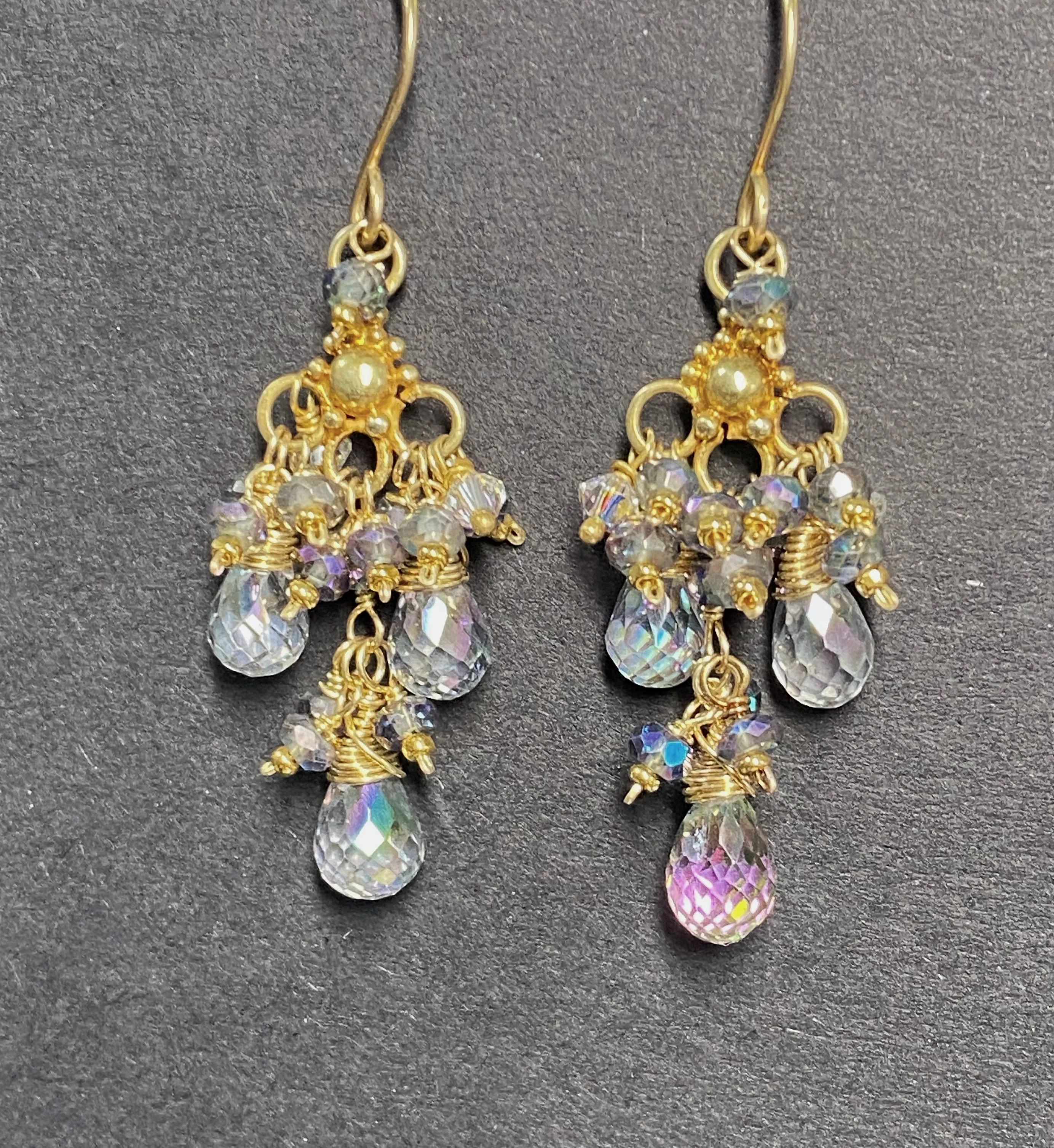 Mystic Topaz Statement Chandelier Earrings Gold