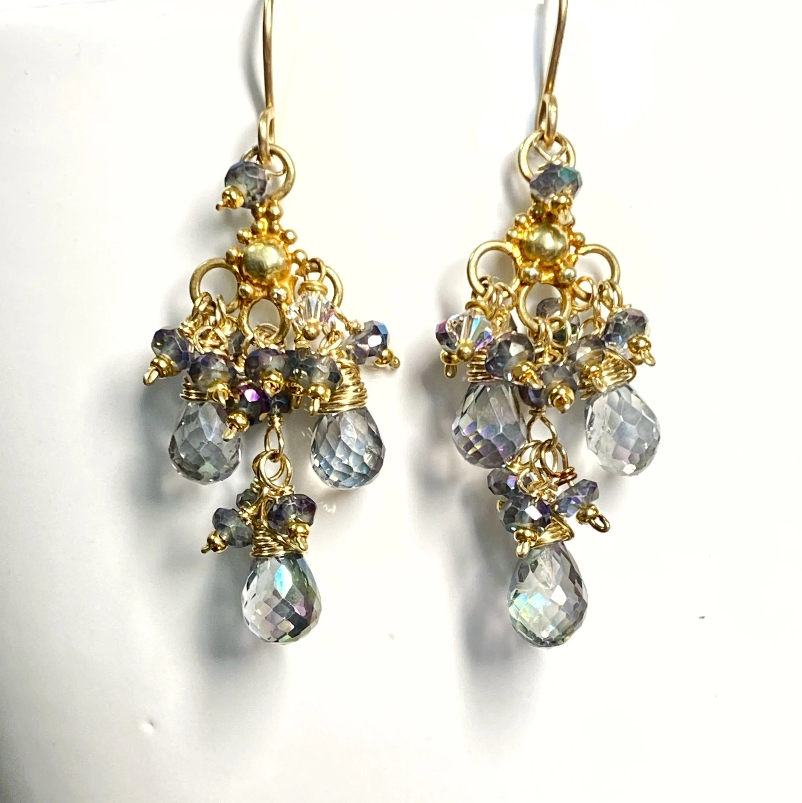 Mystic Topaz Statement Chandelier Earrings Gold