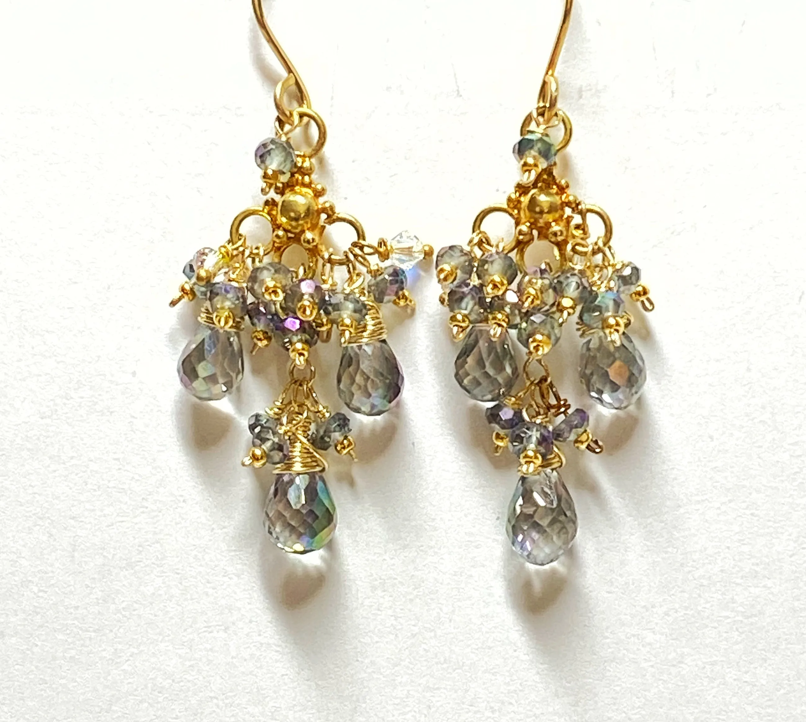 Mystic Topaz Statement Chandelier Earrings Gold