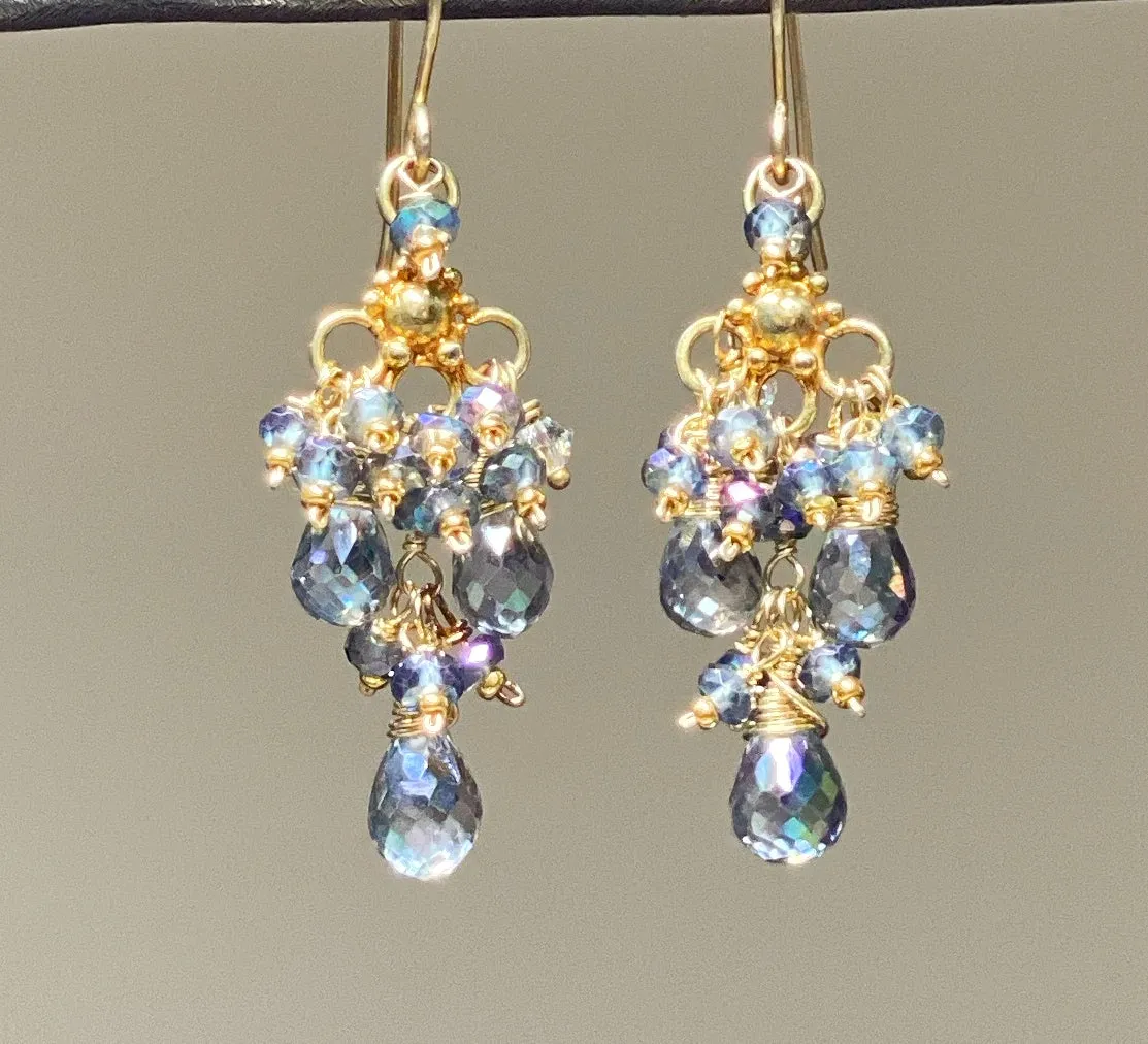 Mystic Topaz Statement Chandelier Earrings Gold