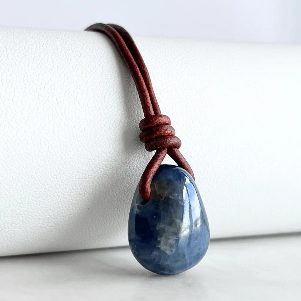 Natural OOAK Blue Sapphire Gemstone Pendant Necklace - Divine Elegance