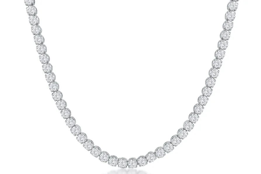 Necklace 18kt Gold Tennis Round Diamonds 15.06cts