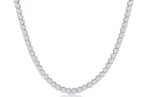 Necklace 18kt Gold Tennis Round Diamonds 15.06cts